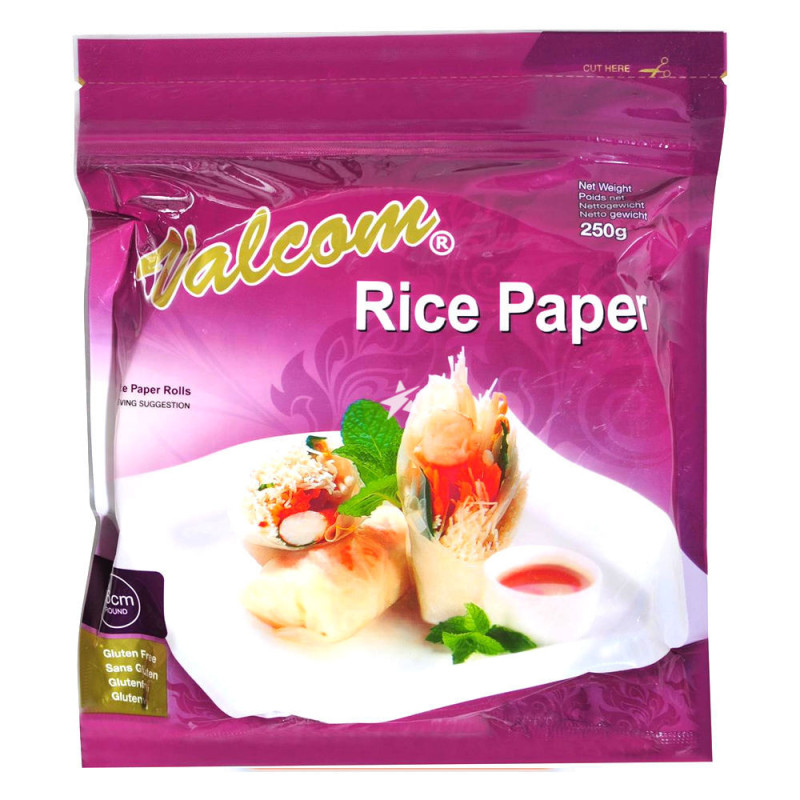 Fogli di carta di riso rotondi da 16cm per involtini primavera o vietnamiti 250g SCADENZA 14/02/2024